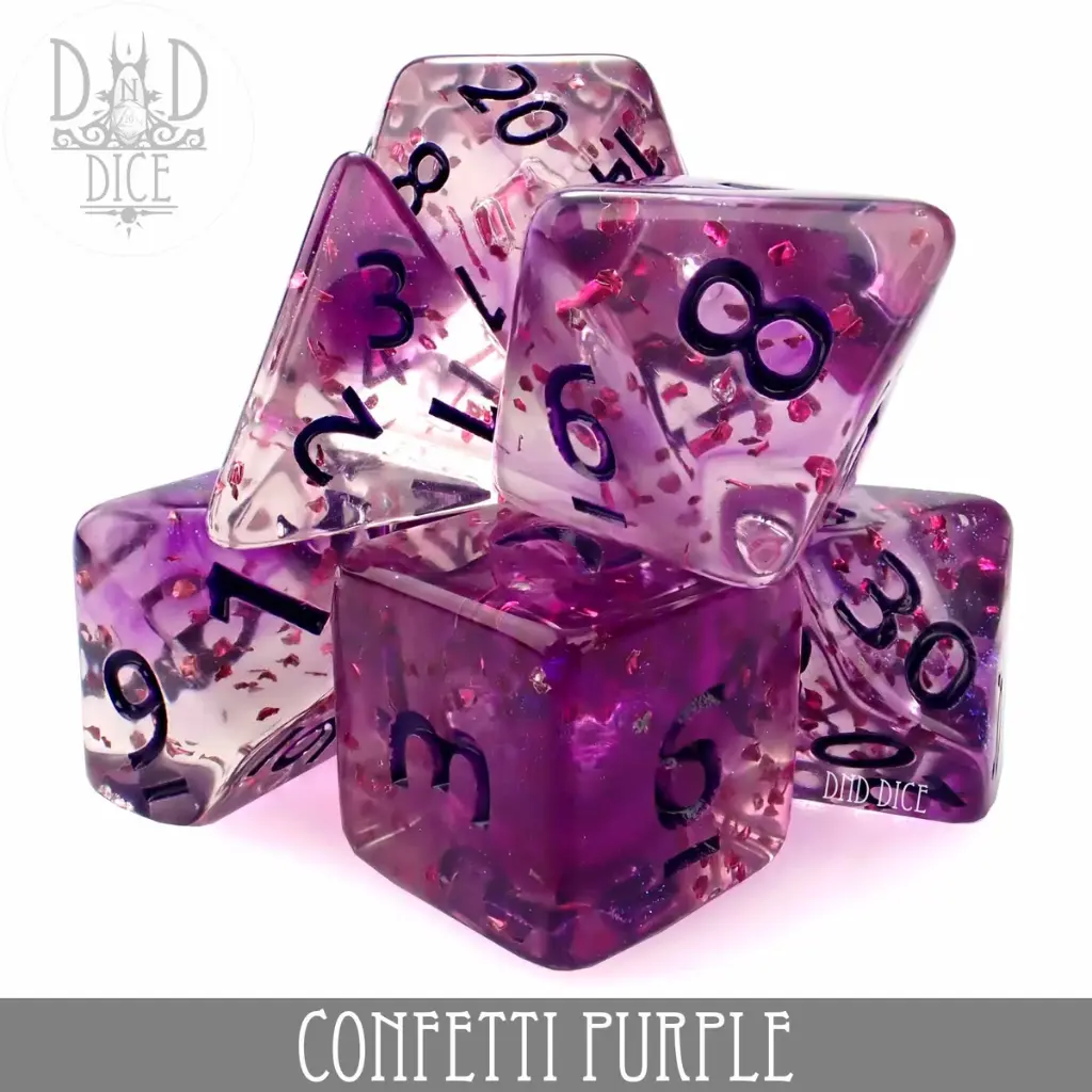 King of Crits: Confetti Purple All 7 Dice Set
