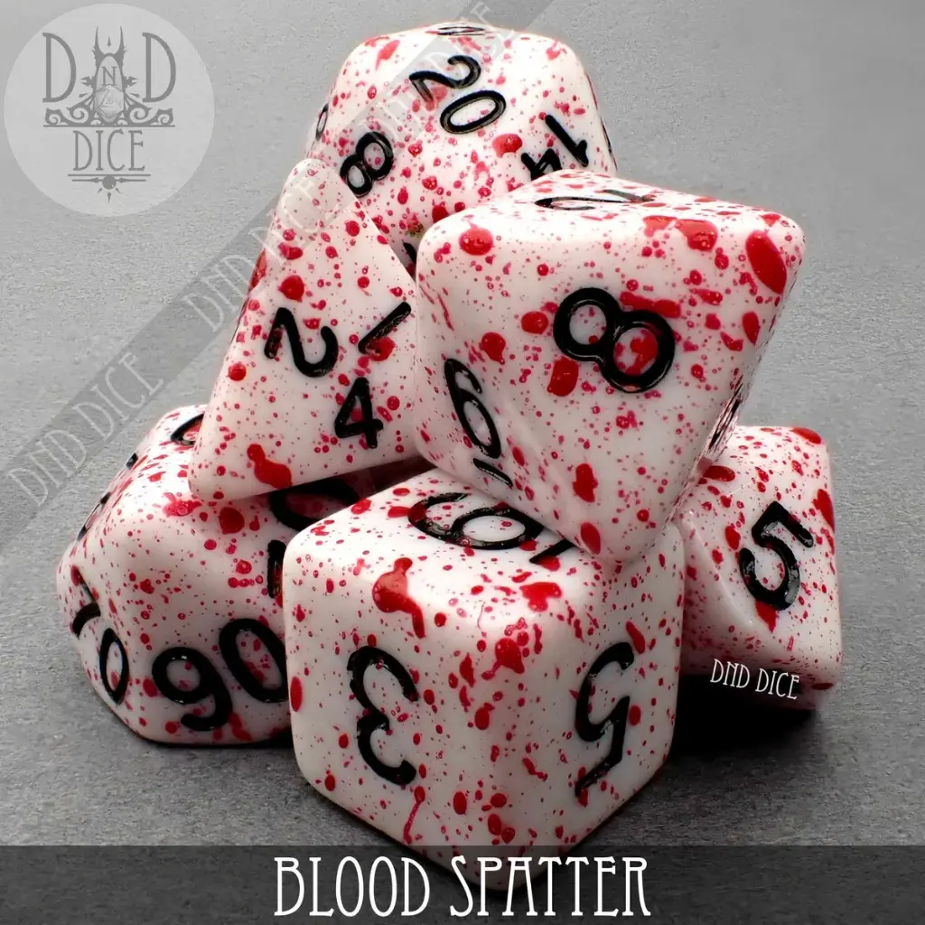 King of Crits: Blood Spatter 7 Dice Set (Hand Painted)