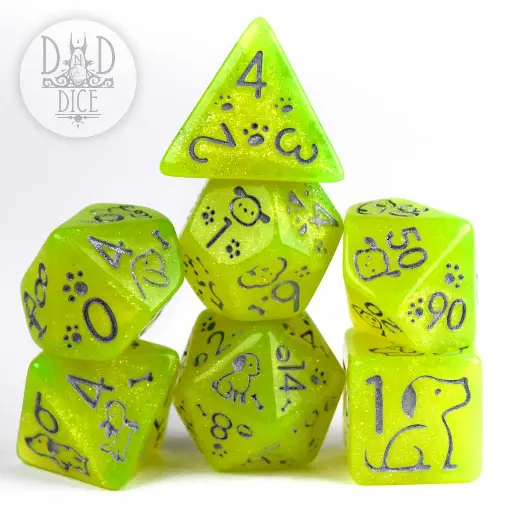 King of Crits: Puppers Tennis Ball 7 Dice Set
