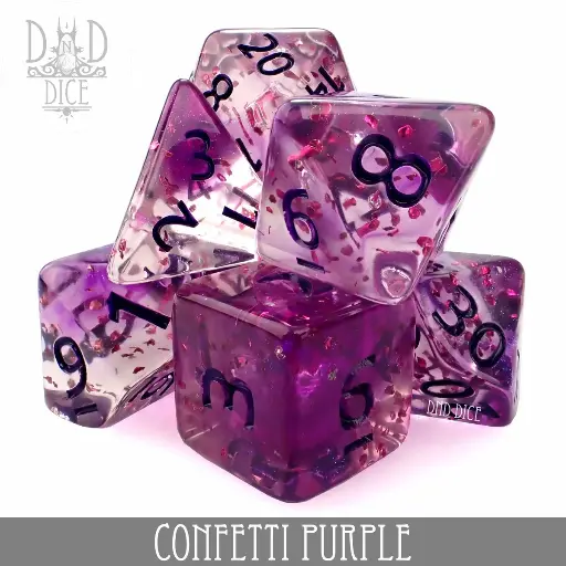 King of Crits: Confetti Purple All 7 Dice Set