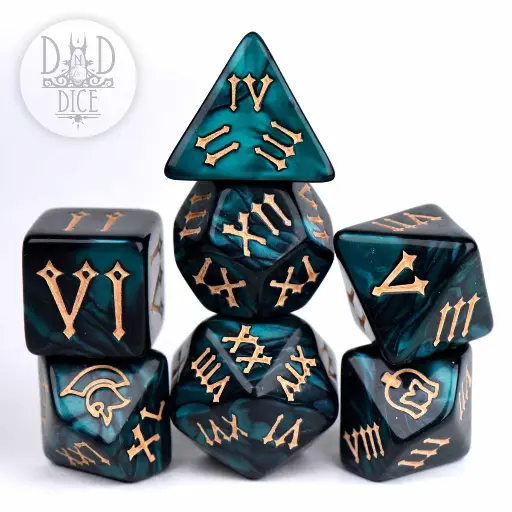 King of Crits: Roman Legion Green 7 Dice Set